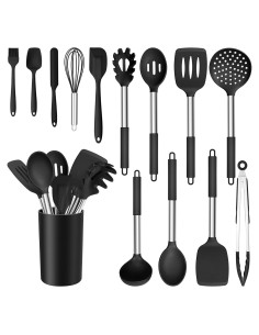 Juego de Utensilios de Cocina E-far 14 Piezas Silicona y Acero