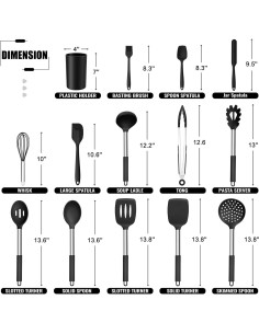 Juego de Utensilios de Cocina E-far 14 Piezas Silicona y Acero 2