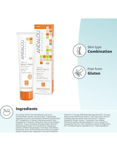 Crema BB Andalou Naturals Tono Claro SPF 30 59 ml Crema BB Andalou Naturals Tono Claro SPF 30 59 ml