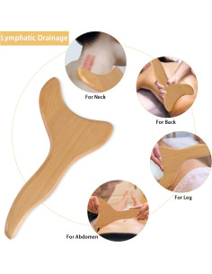 Kit de Masaje Gua Sha de Madera Machomby 2 Piezas Drenaje Linfático 2