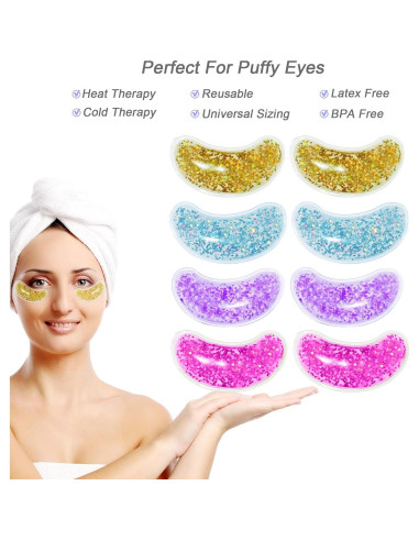 Parche de Gel Frío Reutilizable para Ojos - Alivio Rápido 8 Pzs