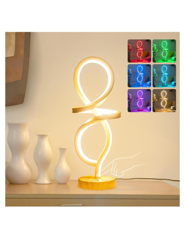 Lámpara de Mesa LED Regulable Mayful, Espiral RGB 15W