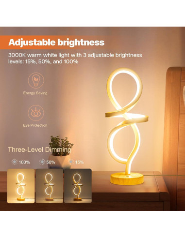 Lámpara de Mesa LED Regulable Mayful, Espiral RGB 15W