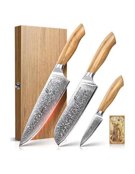 Juego de cuchillos de cocina Emojoy 3 piezas Damasco 67 capas
