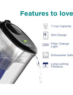 Jarra Filtradora de Agua PUR 7 Tazas Humo, Sin BPA, 3 en 1 2