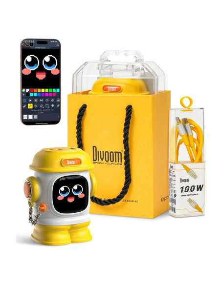 Cargador Divoom Dipow 65W USB-C 3 Puertos Rápido Amarillo