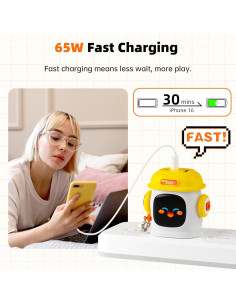 Cargador Divoom Dipow 65W USB-C 3 Puertos Rápido Amarillo 2