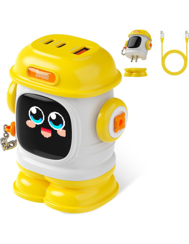 Cargador Divoom Dipow 65W USB-C 3 Puertos Rápido Amarillo