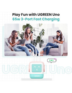 Cargador UGREEN Uno 65W USB-C 3 Puertos Robot Compacto 2