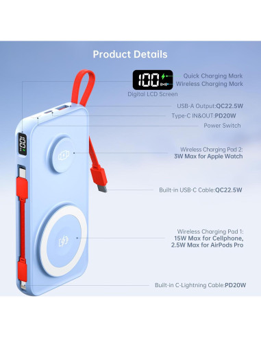 Cargador portátil MagSafe 10000mAh VINTELEIN 5 en 1