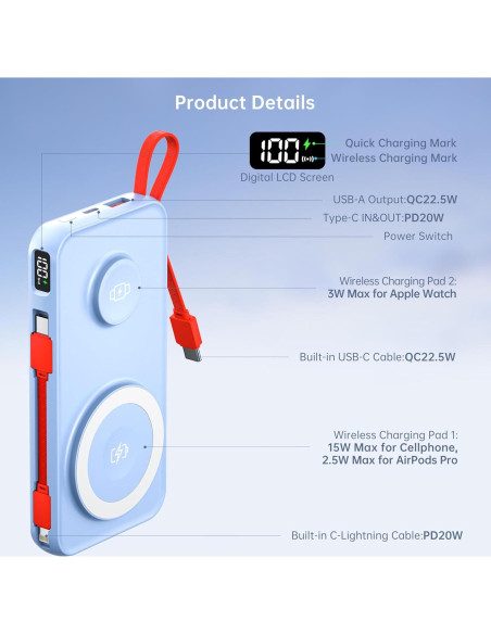 Cargador portátil MagSafe 10000mAh VINTELEIN 5 en 1