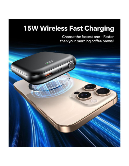 Batería Externa Magnética 10000mAh OZKKCT Carga Rápida USB-C