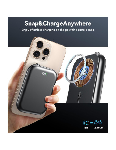 Batería Externa Magnética 10000mAh OZKKCT Carga Rápida USB-C