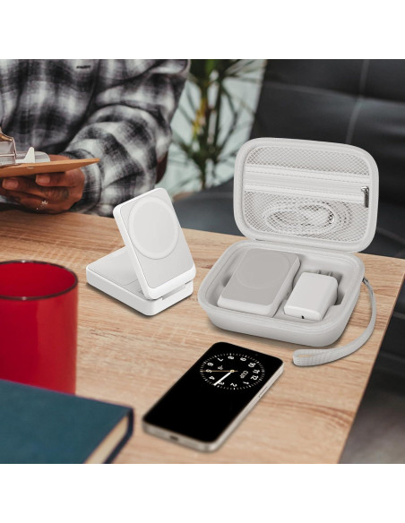 Funda de Almacenamiento Casmilee para Cargador MagSafe 3 en 1 - Blanca