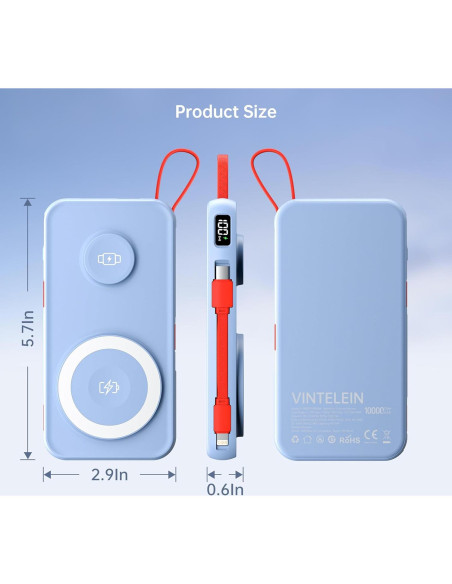 Cargador portátil MagSafe 10000mAh VINTELEIN 5 en 1