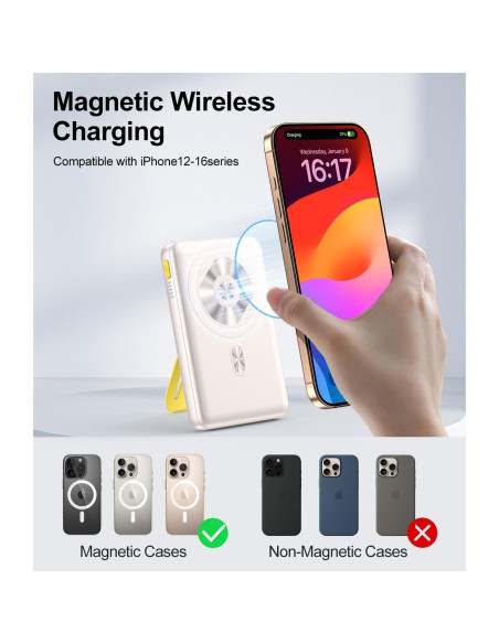 Banco de Poder Magnético 10000mAh Cargador Inalámbrico Rápido