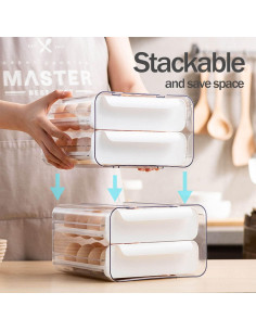 Contenedor de Huevos Apilable CHANCETSUI - 32 Huevos, 2 Capas 2