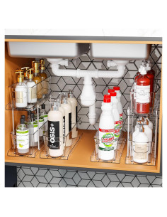 Organizador de Baño Yieach 2 Niveles 6 Cajones Transparente