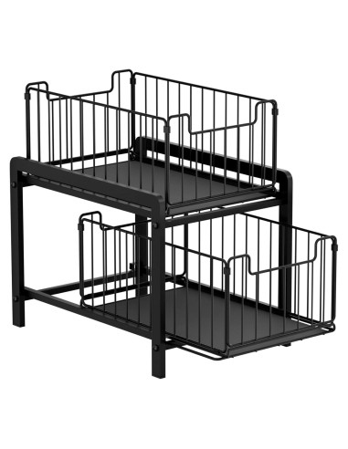 Organizador Bajo Fregadero NPPLUS 2 Niveles Metal Negro