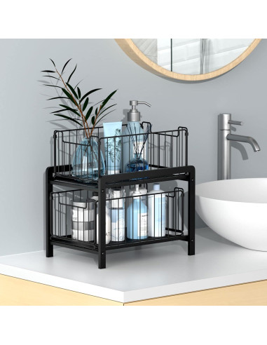 Organizador Bajo Fregadero NPPLUS 2 Niveles Metal Negro