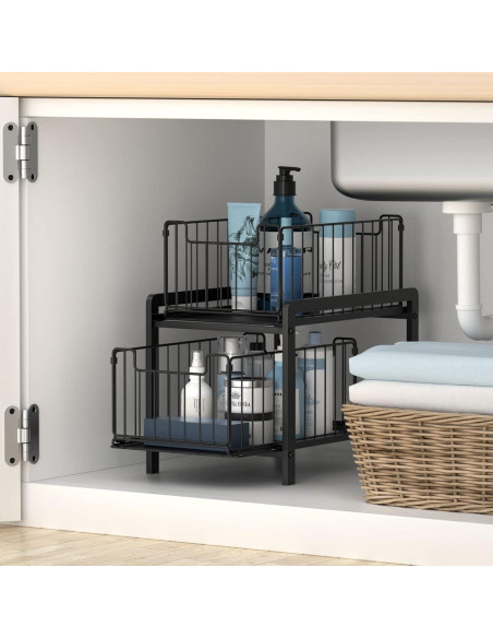 Organizador Bajo Fregadero NPPLUS 2 Niveles Metal Negro