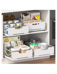 Organizador de Gabinete ZOINLIY Deslizante Metal Blanco 39.9x24.9x10.2 cm