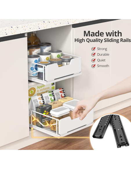 Organizador de Gabinete ZOINLIY Deslizante Metal Blanco 39.9x24.9x10.2 cm