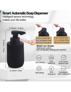 Dispensador Automático de Jabón Espumoso LUNKAFO Negro 300ml 2