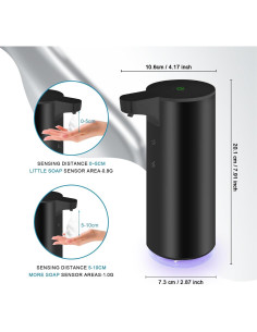 Dispensador Automático de Jabón Espumoso Mamiddle Negro IPX5 2