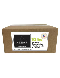 Cera de Coco y Soja para Velas Direct Candle Supply 4.54 kg + 50 Mechas