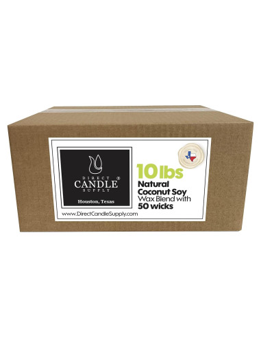 Cera de Coco y Soja para Velas Direct Candle Supply 4.54 kg + 50 Mechas