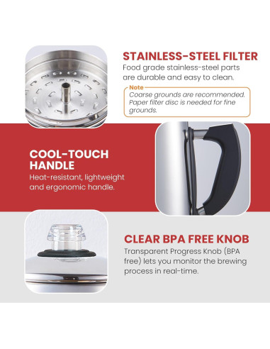 Cafetera Eléctrica Percolador Elite Gourmet EC924 12 Tazas Acero Inoxidable