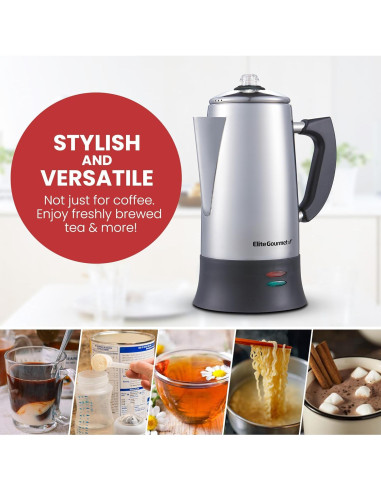 Cafetera Eléctrica Percolador Elite Gourmet EC924 12 Tazas Acero Inoxidable