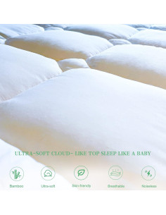 Protector de Colchón Queen UNILIBRA de Rayón de Bambú Acolchado 2