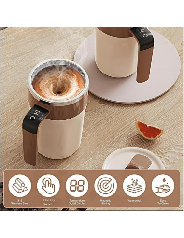 Taza de auto-mezcla Rainfox 414ml con pantalla digital