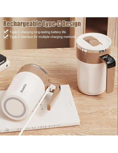 Taza de auto-mezcla Rainfox 414ml con pantalla digital