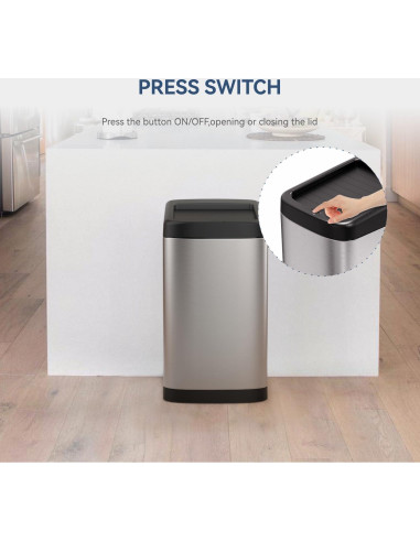 Cubo de Basura ELLO&ALLO 49 L con Sensor de Movimiento Inoxidable