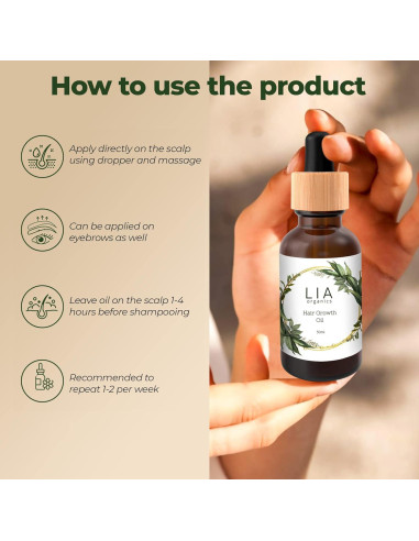 Aceite Crecimiento Cabello Orgánico 50 ml - Romero, Ricino, Amla