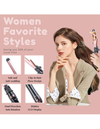 Varita Rizada Automática 28mm Adarados Q8 Pantalla LED