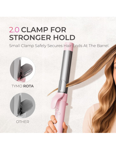 Plancha Rizada Automática TYMO ROTA 3.18 cm Rosa - 5 Temperaturas