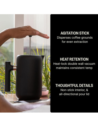 Cafetera Prensa Francesa Fellow Clara 0.71 L Acero Inoxidable Negro Mate