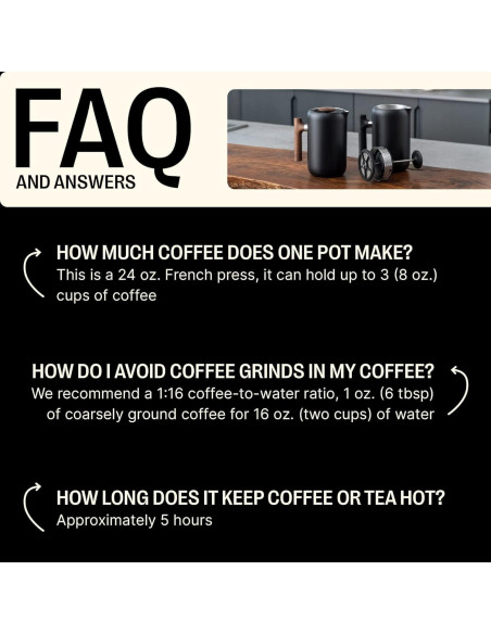 Cafetera Prensa Francesa Fellow Clara 0.71 L Acero Inoxidable Negro Mate