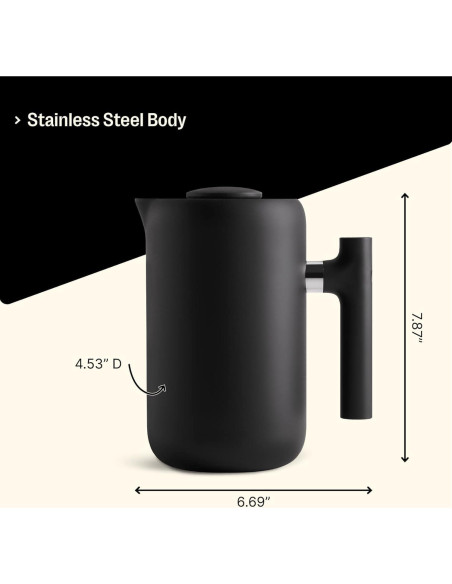 Cafetera Prensa Francesa Fellow Clara 0.71 L Acero Inoxidable Negro Mate