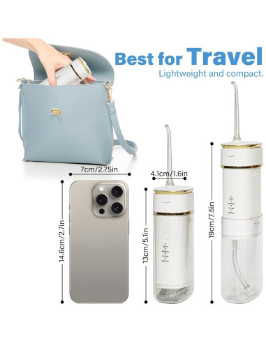 Irrigador Oral Portátil WAAYAA Mini Inalámbrico Recargable IPX7