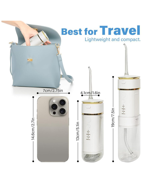 Irrigador Oral Portátil WAAYAA Mini Inalámbrico Recargable IPX7