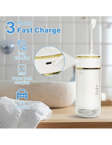 Irrigador Oral Portátil WAAYAA Mini Inalámbrico Recargable IPX7