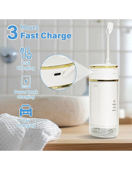 Irrigador Oral Portátil WAAYAA Mini Inalámbrico Recargable IPX7