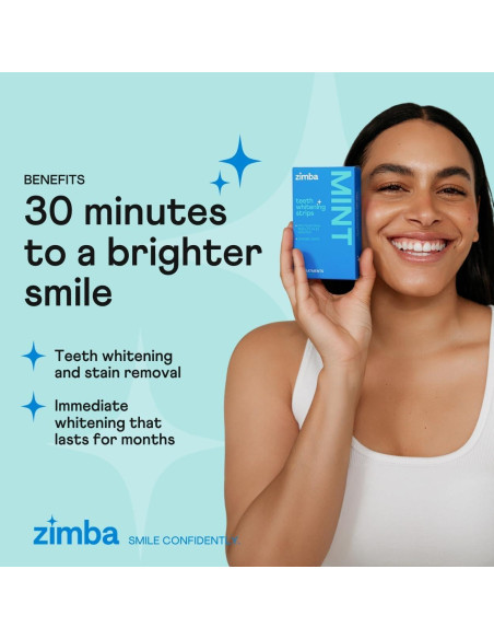 Tiras Blanqueadoras de Dientes Zimba Mint - 28 Tiras Veganas