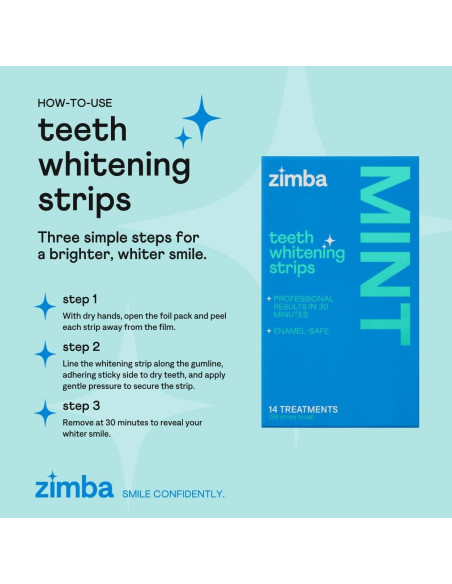 Tiras Blanqueadoras de Dientes Zimba Mint - 28 Tiras Veganas