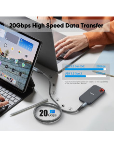 Cable USB C 0.91m JasRoum 3.2 Gen 2x2 20Gbps 240W 4K 2